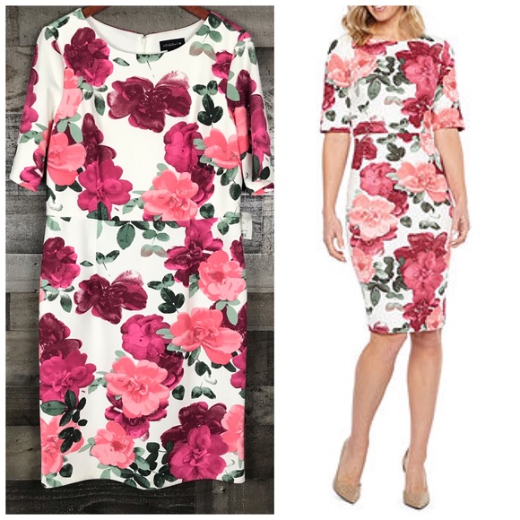 liz claiborne short sleeve sheath dress